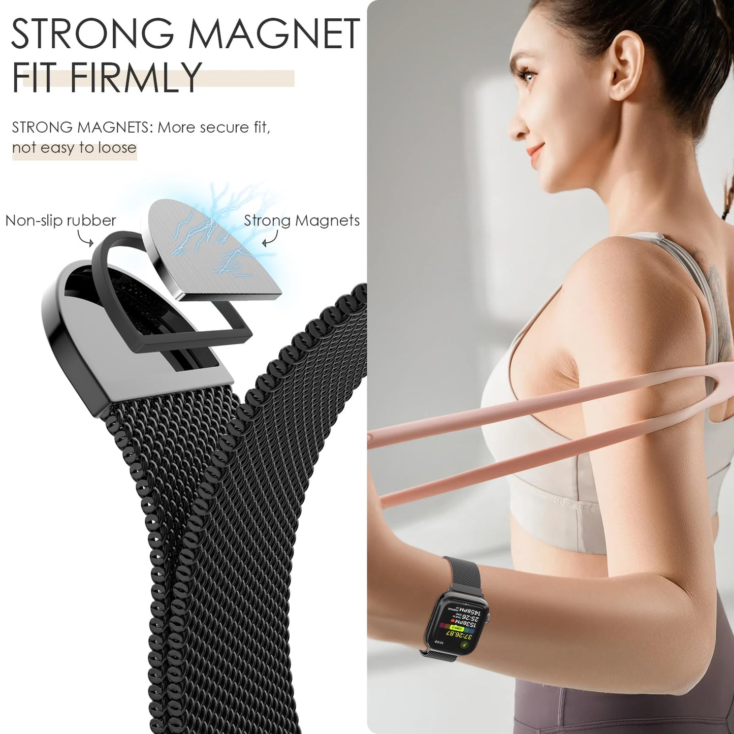 Original Milanese Loop Band Compatible with Apple Watch 38mm 40mm 41mm 42mm 44mm 45mm 46mm 49mm - Women & Men Magnetic Closure Adjustable Metal Strap for iWatch Series 11 10 9 8 7 6 5 4 SE2 3 Ultra2 3