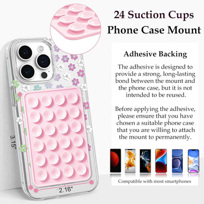 Silicone Suction Phone Case Mount, Silicon Adhesive Phone Accessory for Smartphones, Hands-Free Mirror Shower Phone Holder for Selfies, Tiktok Videos (Light Pink)