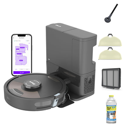 Shark AI Ultra Voice Control Robot Vacuum with Matrix Clean Navigation, Home Mapping, 60-Day Capacity, XL Self-Empty Base for Homes with Pets, Carpet & Hard Floors, Cool Grey