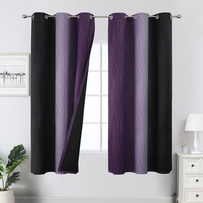 Estelar Textiler Beige and Greyish White Blackout Curtains for Living Room, Full Room Darkening Gradient Drapes for Bedroom, Thermal Insulated Ombre Grommet Curtains for Dining Room,52Wx84L,2 Panels