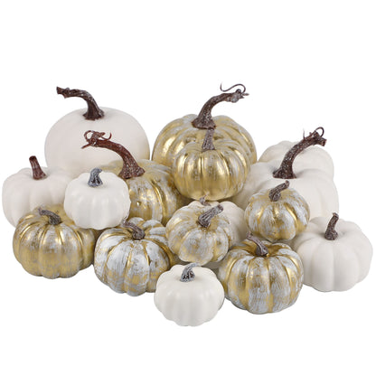 winemana 12 Pack Silver Pumpkin Fall Decor, Foam Glitter Pumpkins for Decorating Mini Artificial Craft Pumpkins for Thanksgiving Table Party Harvest Decorations