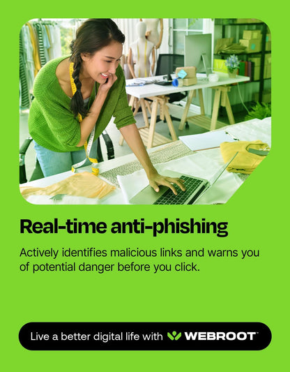 Webroot Internet Security Complete Antivirus Software 2026 10 Device 1 Year Download for PC/Mac/Chromebook/Android/IOS + Password Manager, Performance Optimizer