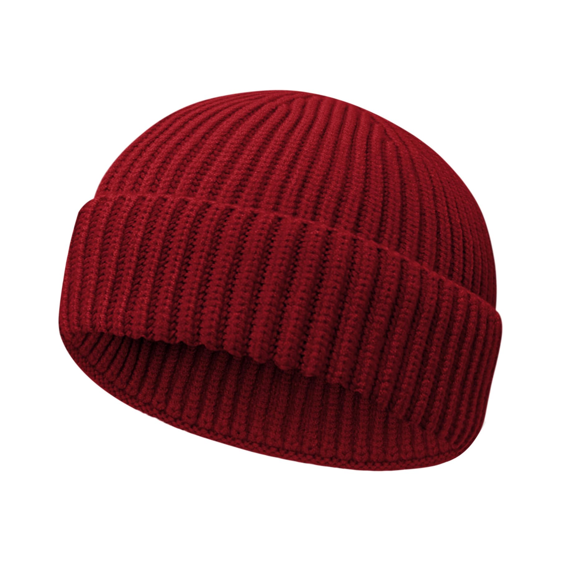 Wool Fisherman Beanies for Men Women Short Cuff Knit Beanie Winter Warm Hats Trawler Hat Stylish Watch Cap