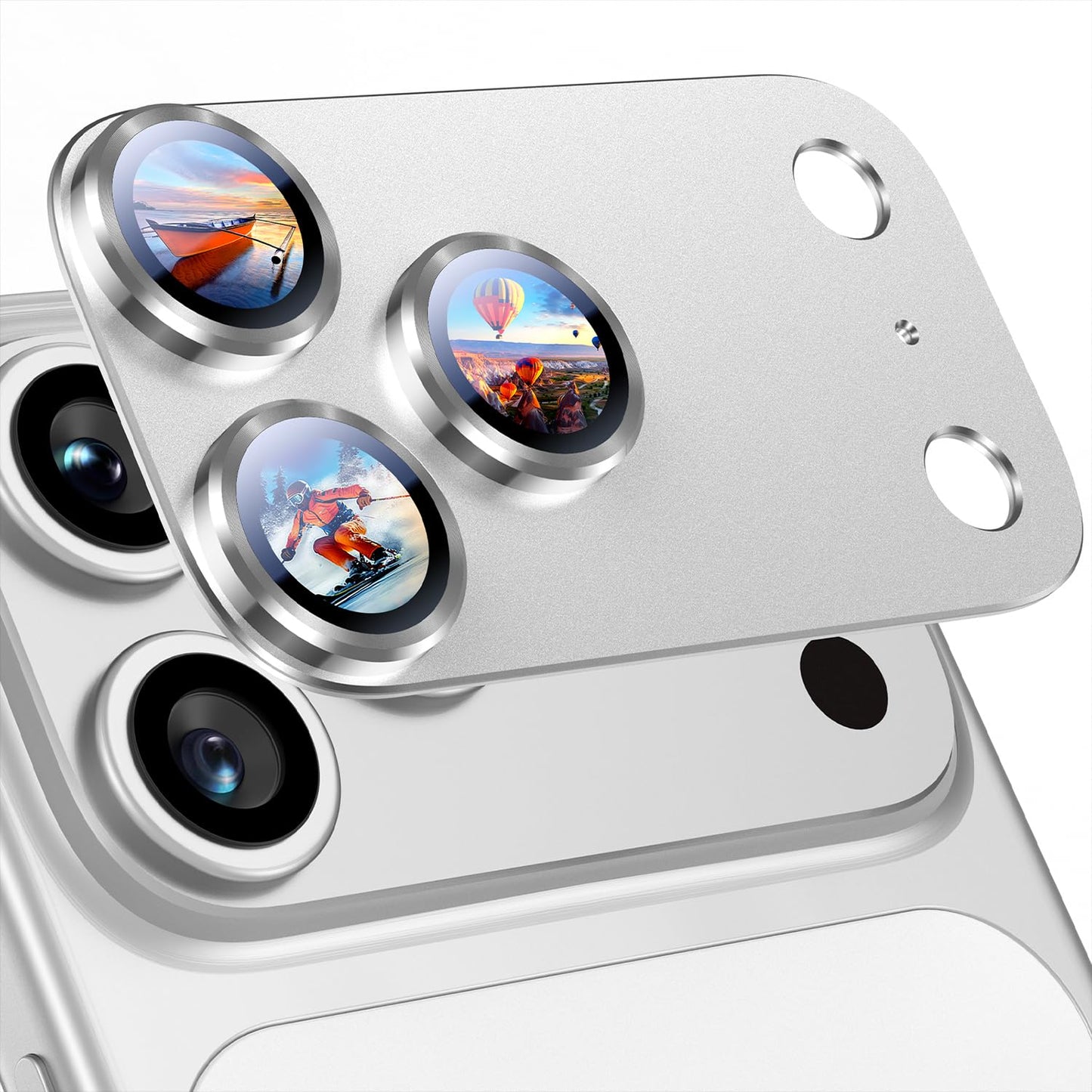 Uyiton Compatible with iPhone 17 Pro Max Camera Lens Protector - [Not Easy to Break][Strong Adsorption][Case-Friendly] Metal Tempered Glass Rear Camera Screen Cover - Deep Blue