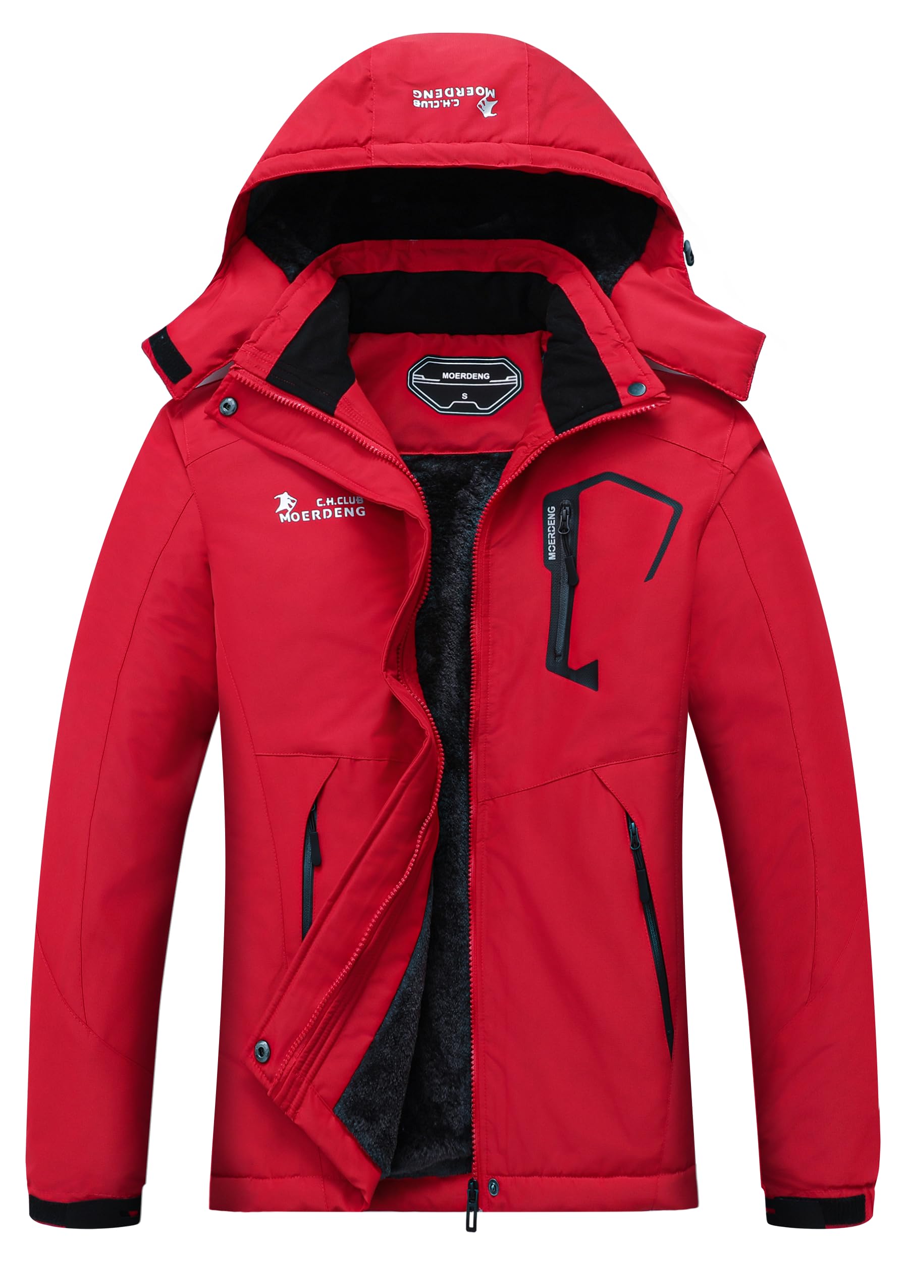 MOERDENG Women's Waterproof Ski Jacket Warm Winter Snow Coat Mountain Windbreaker Hooded Raincoat Jacket