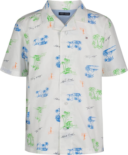 Tommy Hilfiger Boy's Short Sleeve Blue Skies Plaid Shirt (Big Kids)