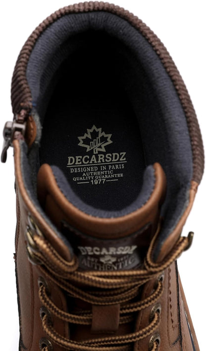 DECARSDZ Men's Fashion Lace-up Casual Chukka Boots for Men Zipper Boot