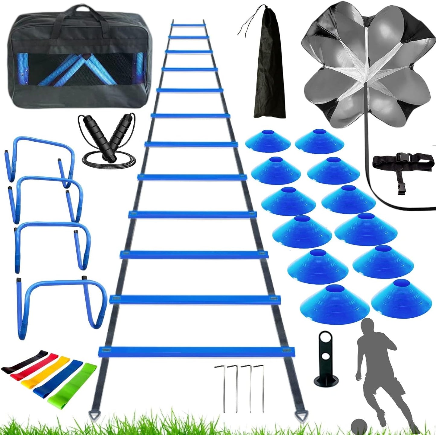 KATZEIST Agility Training Equipment, Kids Soccer Hurdles Agility Ladder Equipment Set Agility Training kit for Football, Soccer, Basketball,Speed and Agility Training kit