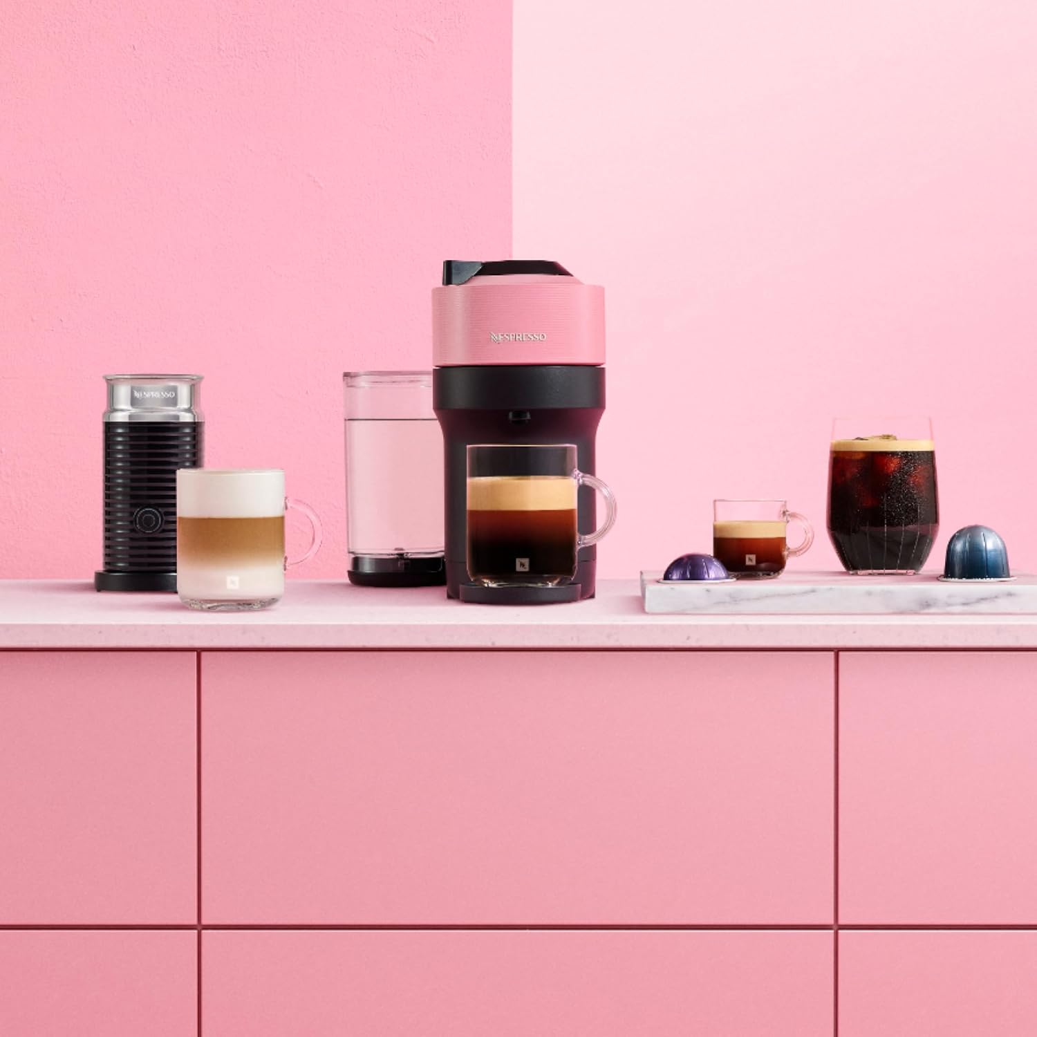 Nespresso Vertuo Pop+ Coffee and Espresso Maker by De'Longhi with Milk Frother, Candy Pink