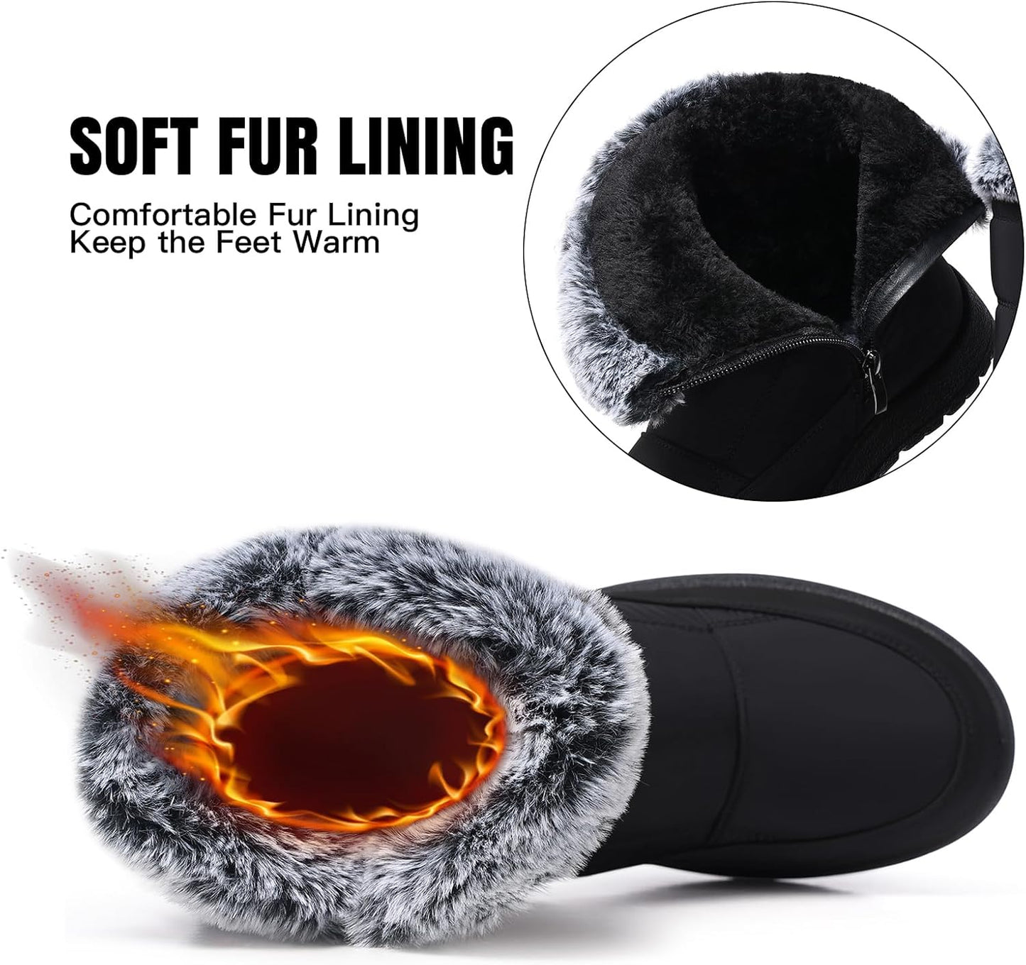 SHIBEVER Women's Snow Boots Winter: Waterproof Fur Lined Anti-Slip Ankle Booties Outdoor Comfortable Warm Women Snow Boot