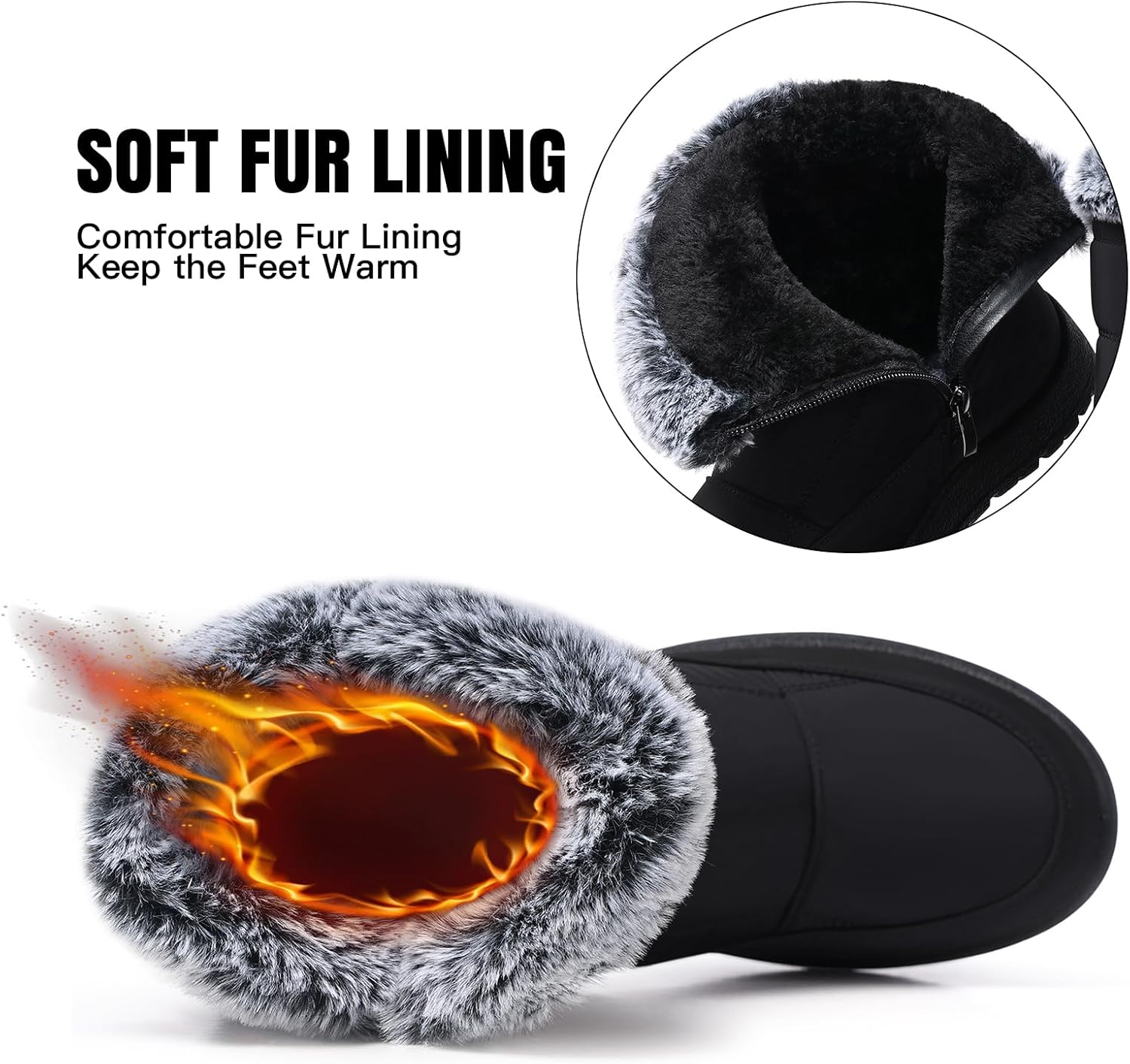 SHIBEVER Women's Snow Boots Winter: Waterproof Fur Lined Anti-Slip Ankle Booties Outdoor Comfortable Warm Women Snow Boot