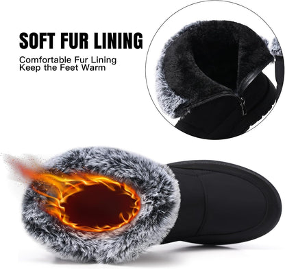 SHIBEVER Women's Snow Boots Winter: Waterproof Fur Lined Anti-Slip Ankle Booties Outdoor Comfortable Warm Women Snow Boot
