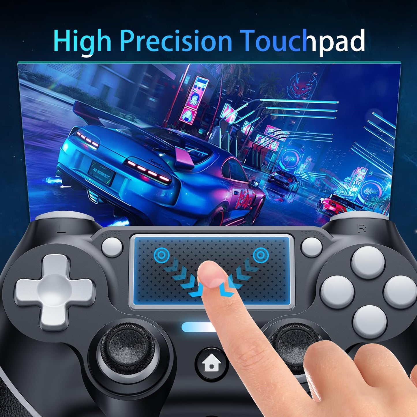 Matbip 2 Pack wireless controller for P4, wireless P4 controller with dual vibration, Turbo, type-c port (Black and White) Radio