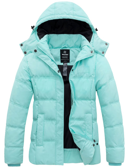 Wantdo Women's Hooded Warm Winter Coat Quilted Thicken Puffer Jacket with Removable Hood