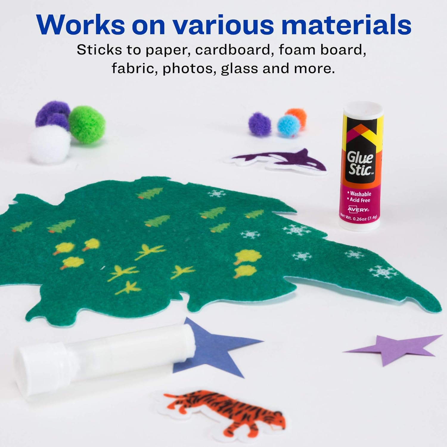 Avery Glue Stick White, Washable, Nontoxic, 0.26 oz. Permanent Glue Stic, 6pk (98095)