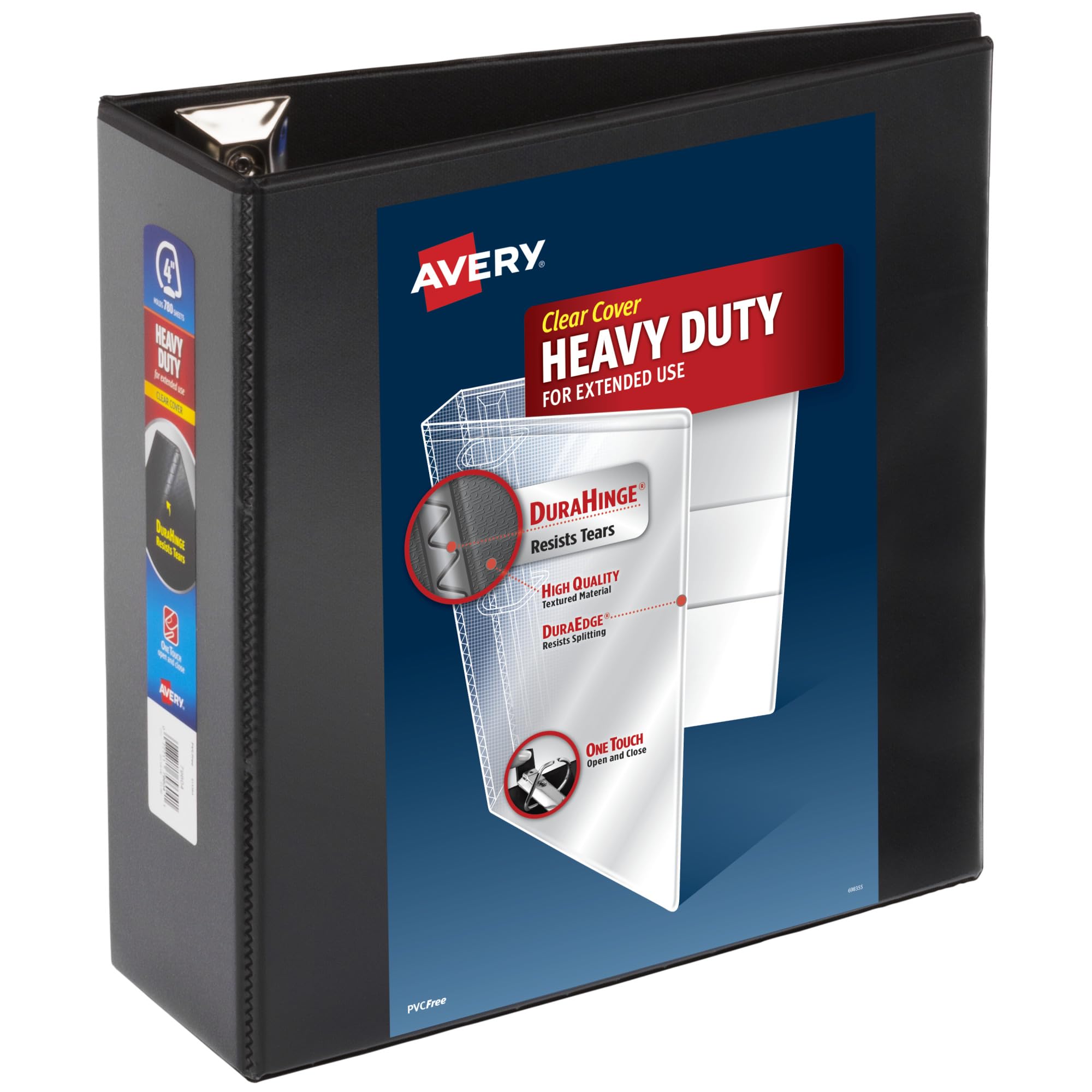 Avery Heavy-Duty 3 Inch Binders 3 Ring, View Binder, 1.5 Inch EZD Ring, Black, Sturdy (79693)