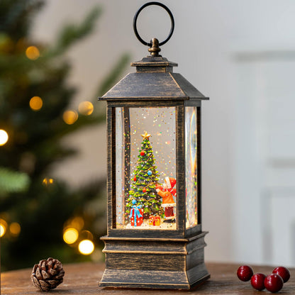 Christmas Snow Globe Swirling Glittering Nativity Scene with Music, USB Lined/Battery Operated Lighted Water Lantern for Christmas Festival Decoration Gifts