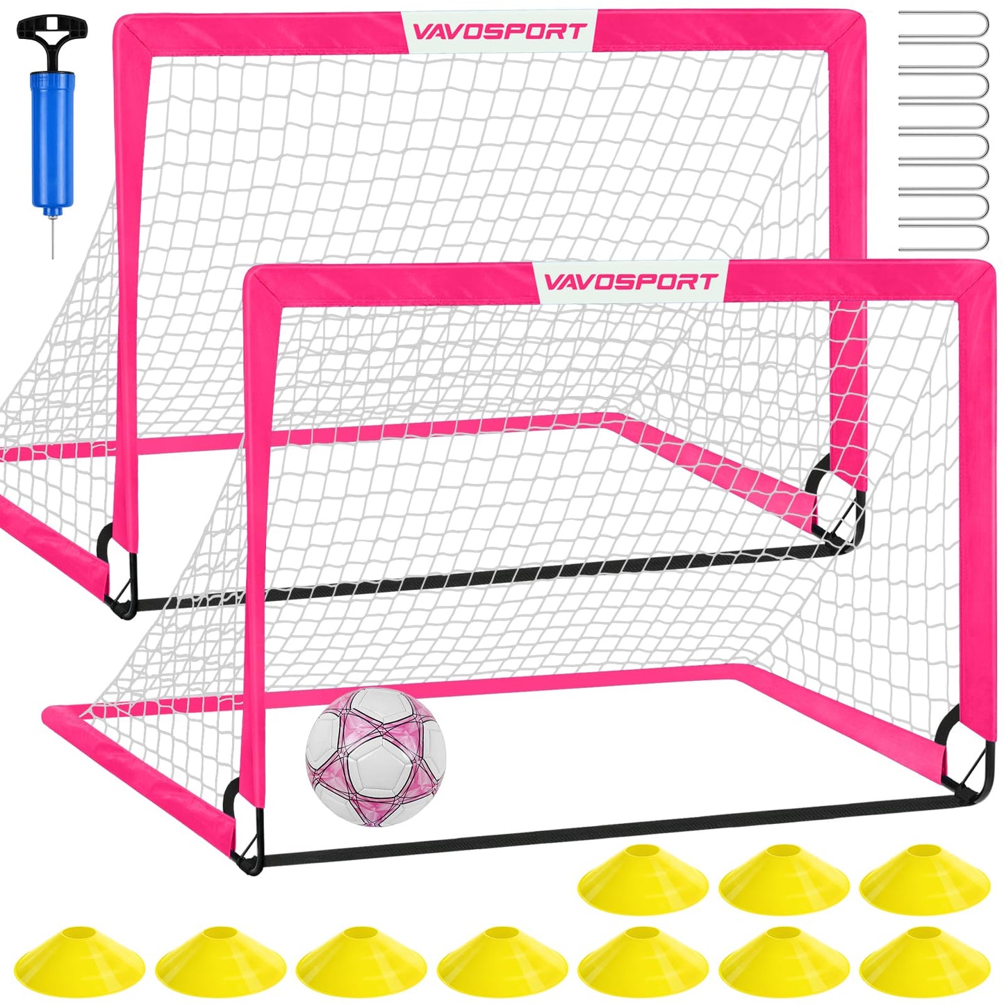 Kids Soccer Goals for Backyard Set - 2 of 4' x 3' Portable Soccer Goal Training Equipment, Pop Up Toddler Soccer Net with Soccer Ball, Soccer Set for Kids and Youth Games, Sports