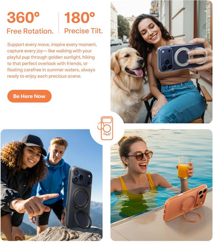 TORRAS 360 Magnetic Stand for iPhone 17 Pro Max Case, [Fit for MagSafe] [4X Military-Grade Protection] Slim Case for iPhone 17 Pro Max, 6.9", Translucent Deep Blue, Ostand O3 Fitness Series