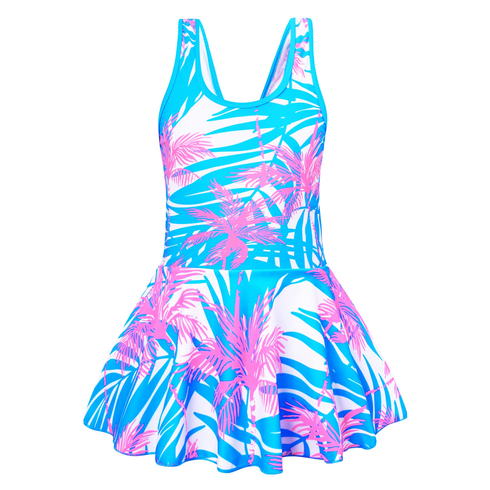Akokvlar Girl One Piece Swimsuit with Skirt Bathing Suit Swimwear 3-16Y