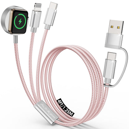 Travel Essentials for Apple Watch Charger,3 in 2 USB C Cable PD20W Block for Multi Charging Cable Cord,Vacation Camping RV Essentials Portable Designed for iWatch &iPhone 17-11 -4.1FT