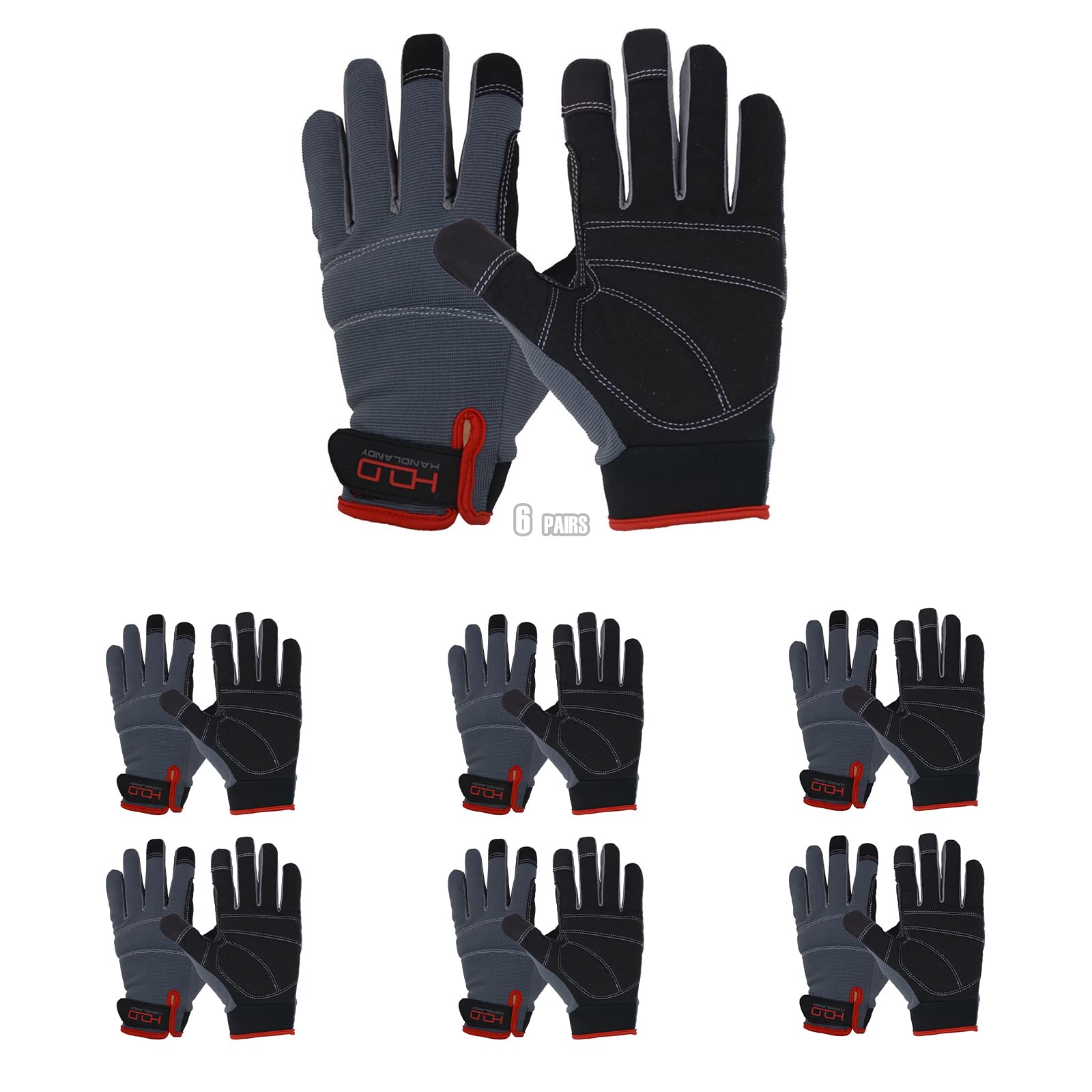 HANDLANDY Work Gloves for Men & Women, Utility Mechanic Working Gloves Touch Screen, Flexible Yard Work Gloves