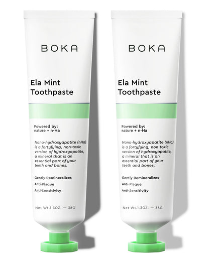 Boka Fluoride Free Toothpaste Nano Hydroxyapatite, Helps Remineralize, Appropriate for Sensitive Teeth, Whitening - for Adult, Kids Oral Care - Ela Mint Flavor, 4 Fl Oz 1Pk US Manufactured