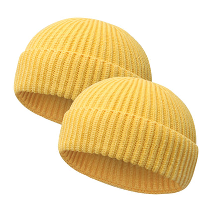 Wool Fisherman Beanies for Men Women Short Cuff Knit Beanie Winter Warm Hats Trawler Hat Stylish Watch Cap