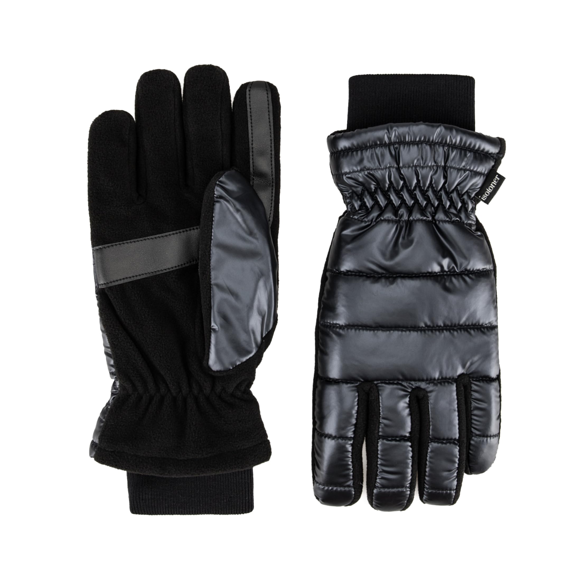isotoner womens Water Repellent Touchscreen Iridescent Sleekheat Gloves and Flip Top Mittens