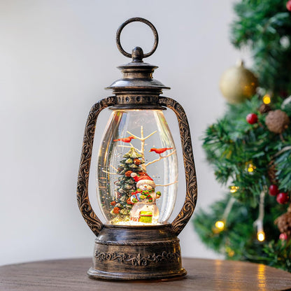 Christmas Snow Globe Swirling Glittering Nativity Scene with Music, USB Lined/Battery Operated Lighted Water Lantern for Christmas Festival Decoration Gifts