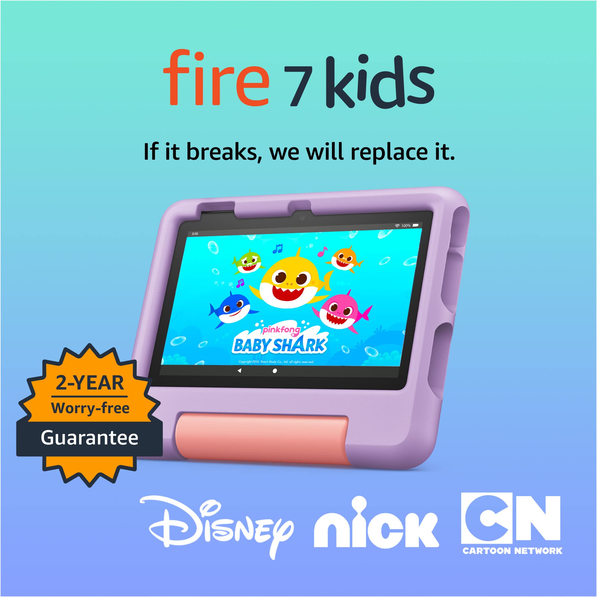 Amazon Fire 7 Kids tablet (newest model) ages 3-7. Top-selling 7" kids tablet on Amazon. Includes 6 months of ad-free and exclusive content, easy parental controls, 10-hr battery, 16 GB, Red