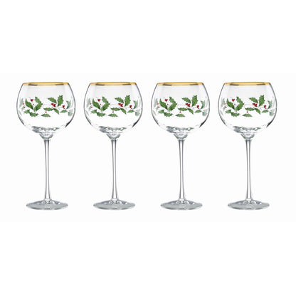 Lenox 893570 Holiday Decal 4-Piece Martini Glass Set, Christmas Dinnerware, Hosting
