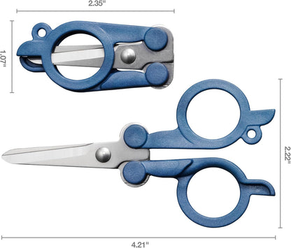 FISKARS Folding Travel Scissors - TSA-Compliant and Portable - Stainless Steel Blades and Blue Handles