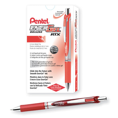 Pentel EnerGel Retractable Liquid Gel Pens, Medium Point, 0.7 mm, Silver Barrel, 12 Black Ink pens, the Ultimate writing pens, the Best Writing Pens for office, school and journaling, Pack of 12