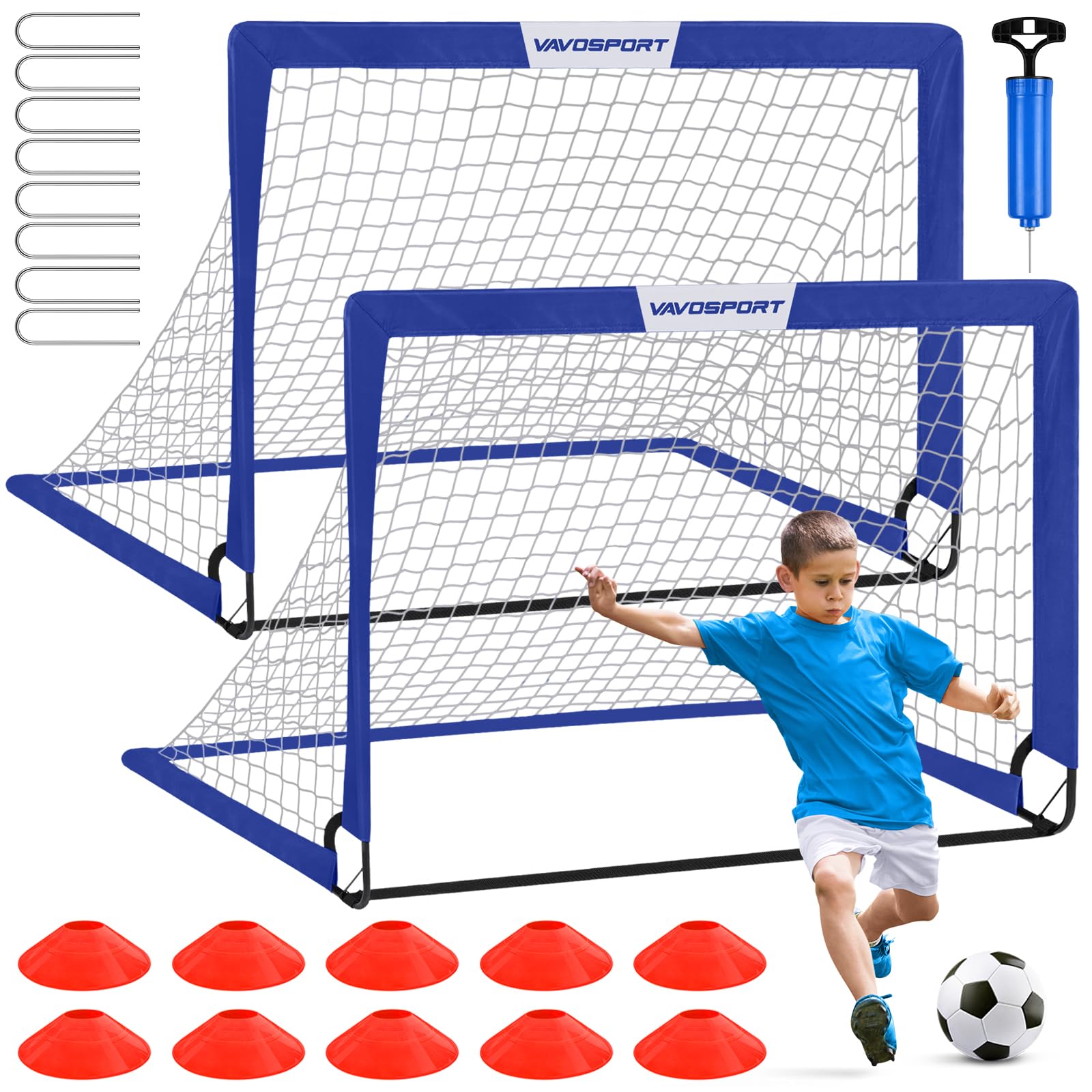 Kids Soccer Goals for Backyard Set - 2 of 4' x 3' Portable Soccer Goal Training Equipment, Pop Up Toddler Soccer Net with Soccer Ball, Soccer Set for Kids and Youth Games, Sports