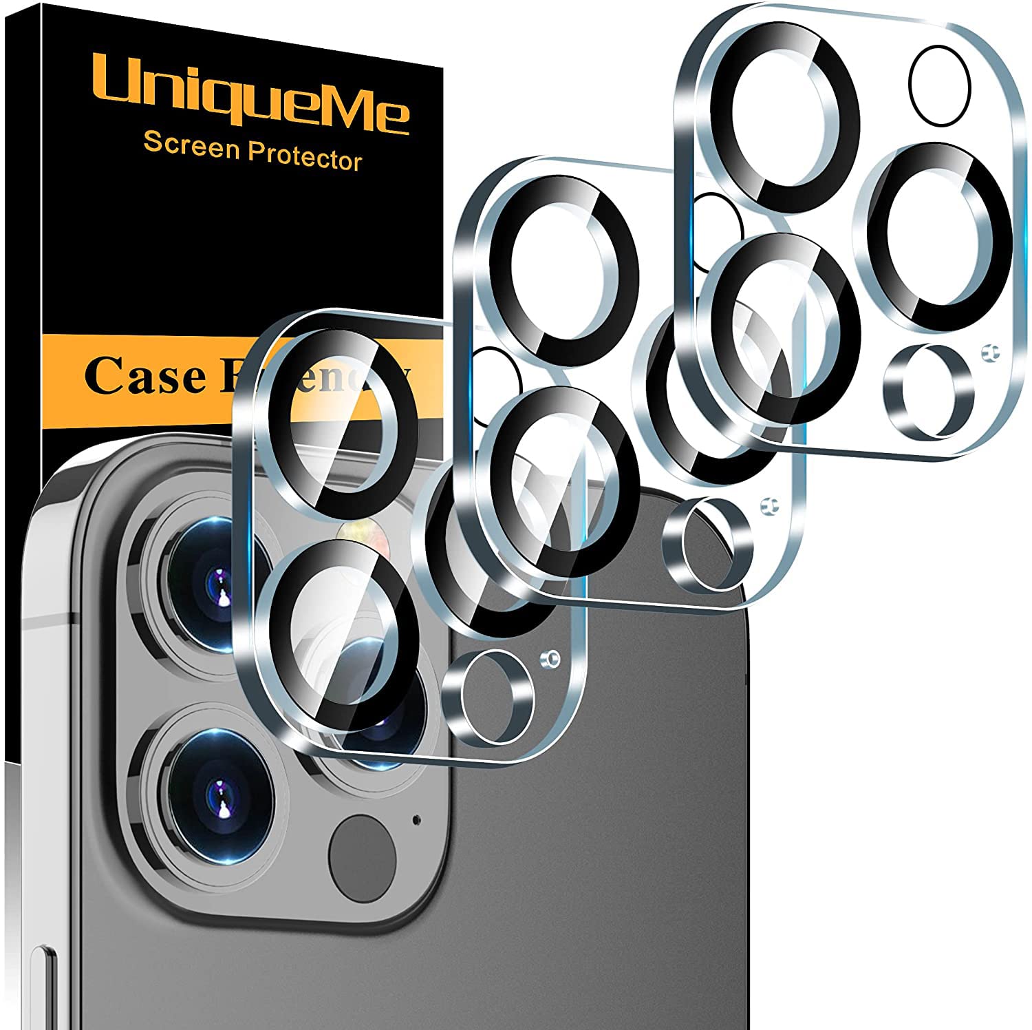 UniqueMe Compatible for 3 Pack iPhone 17 Pro Camera Lens Protector - [Drop Protection] 9H Tempered Glass Camera Cover Screen [Update New Version]【Not for 17 Pro Max】