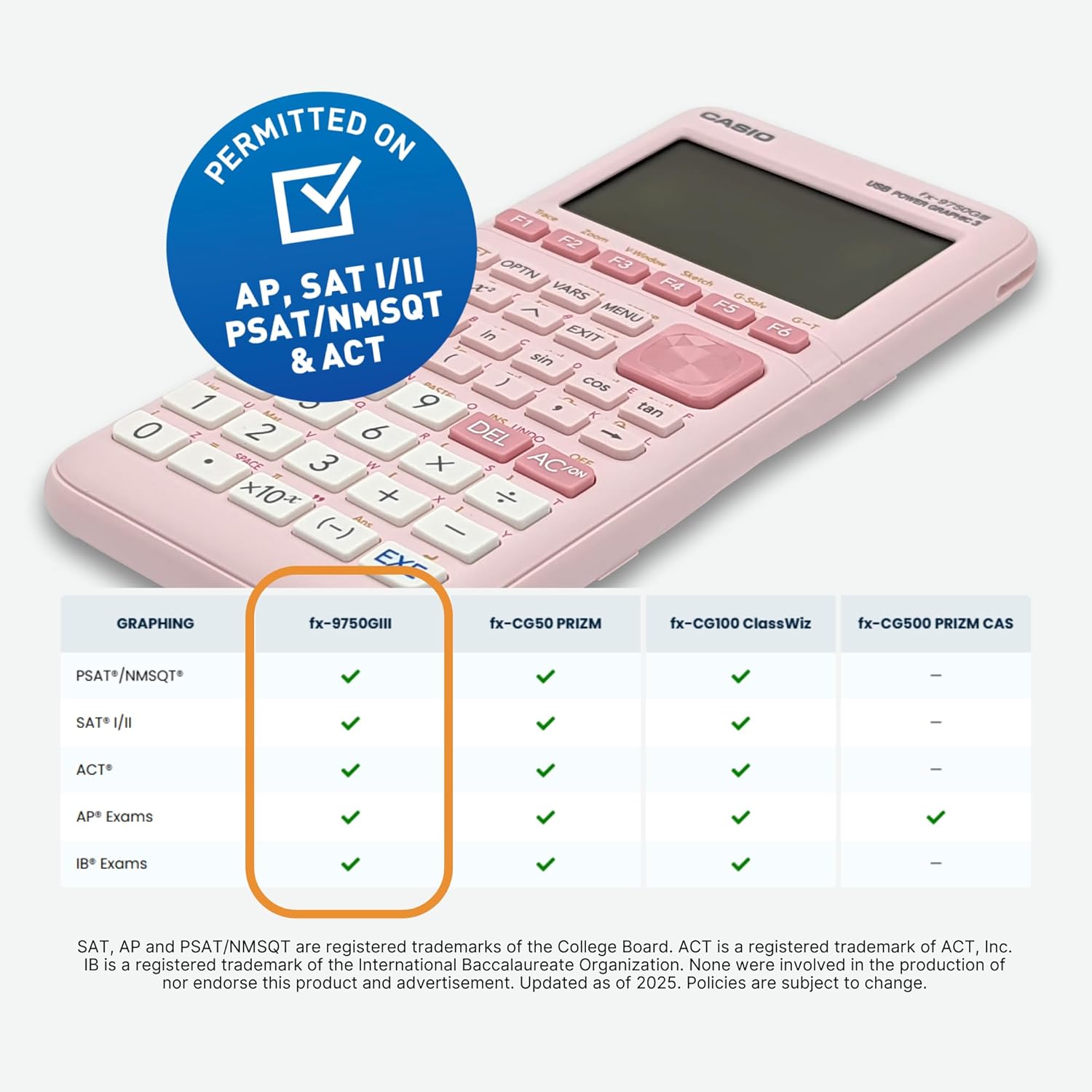 Casio fx-9750GIII Graphing Calculator | Natural Textbook Display | Python Programming | Ideal for Exams, STEM & Advanced Math | Pink