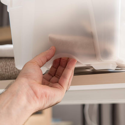 IRIS USA 13 Qt Stackable Plastic Storage Bins with Lids, 6 Pack - BPA-Free, Made in USA - Discreet Organizing Solution, Latches, Durable Nestable Containers, Secure Pull Handle - Pearl