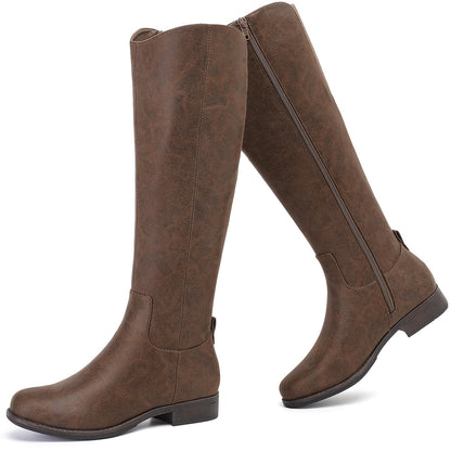 Women's Knee High Boots Stylish Comfort Round Toe Tall Riding Combat Boot Classic Fashion Fall Winter Boots for Women.