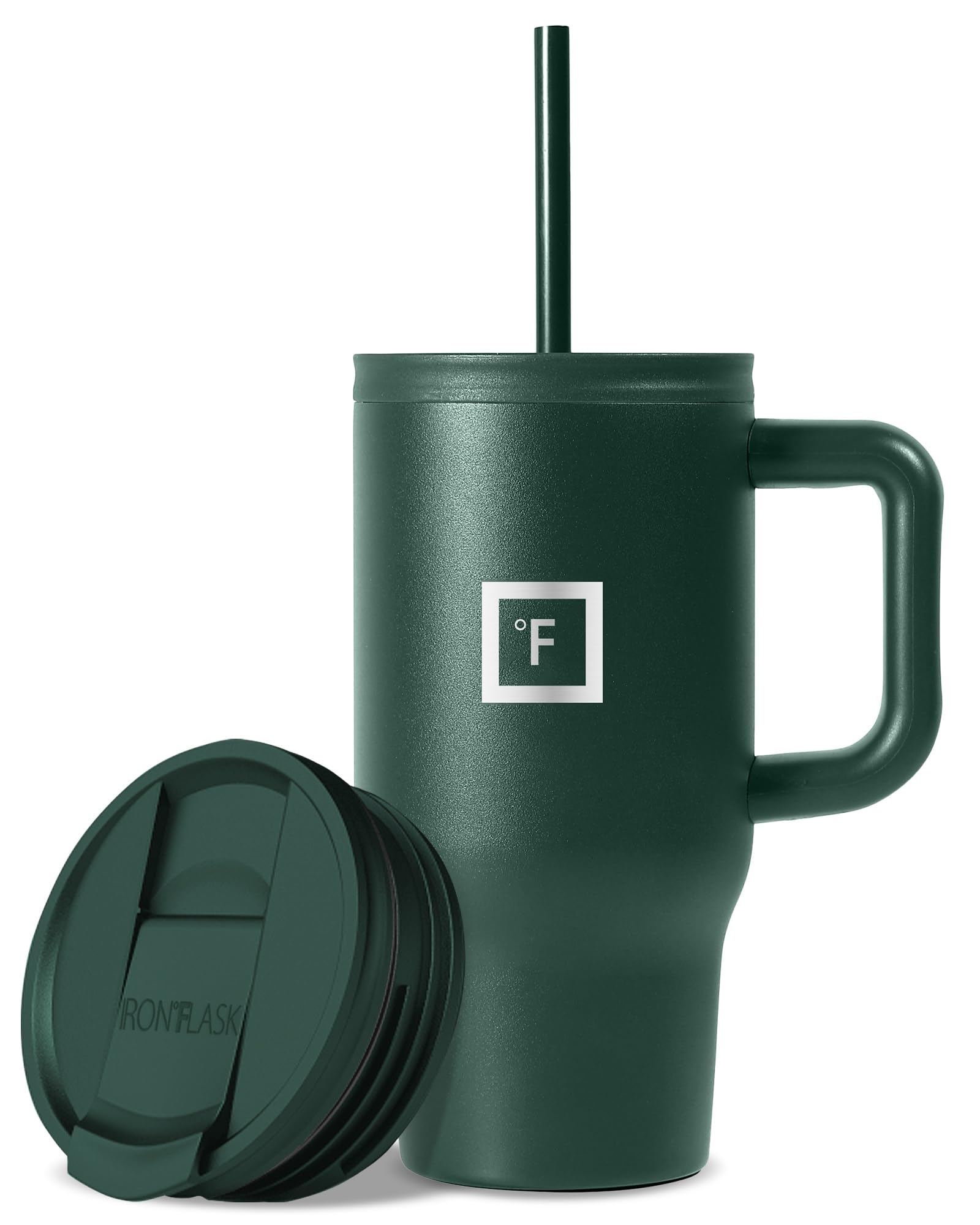 IRON °FLASK Co-Pilot Insulated Mug w/Straw & Flip Cap Lids - Cup Holder Bottle for Hot, Cold Drink - Leak-Proof - Water, Coffee Portable Travel Mug - Aurora, 40 Oz