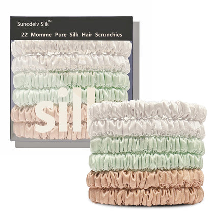 Silk Hair Towel, Friction-Resistant, Amino Acid-Rich, Durable, Breathable (6PCS(Bean Paste, Rose Gold, Rice White))
