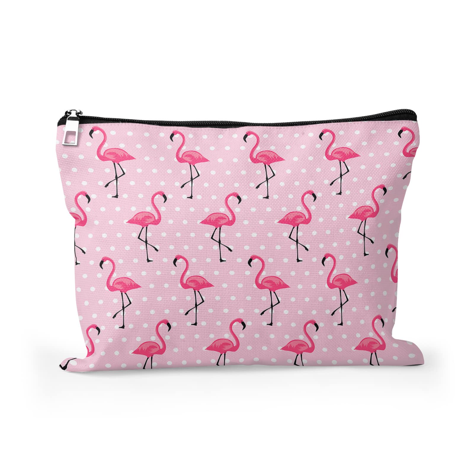 Cafl Hawaiian Palm Leaf Makeup Bag Tropical Palm Trees Cosmetic Bag Zipper Pouch Large Toiltry Bag Travel Linen Make Up Organizer Purse for Women 10×8Inch