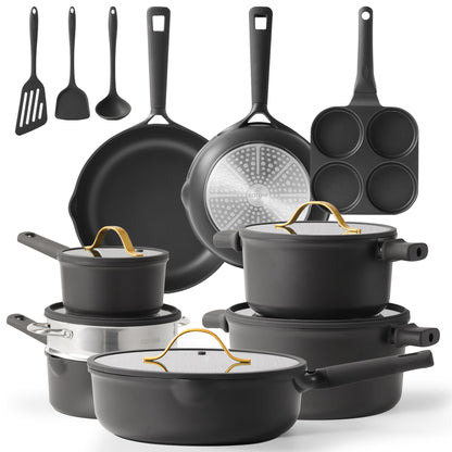 CAROTE Nonstick Pots and Pans, Induction Cookware Set 16pcs Kitchen Cooking Sets, Pot and Pan Non Stick w/Frying pan (PFOS, PFOA Free)