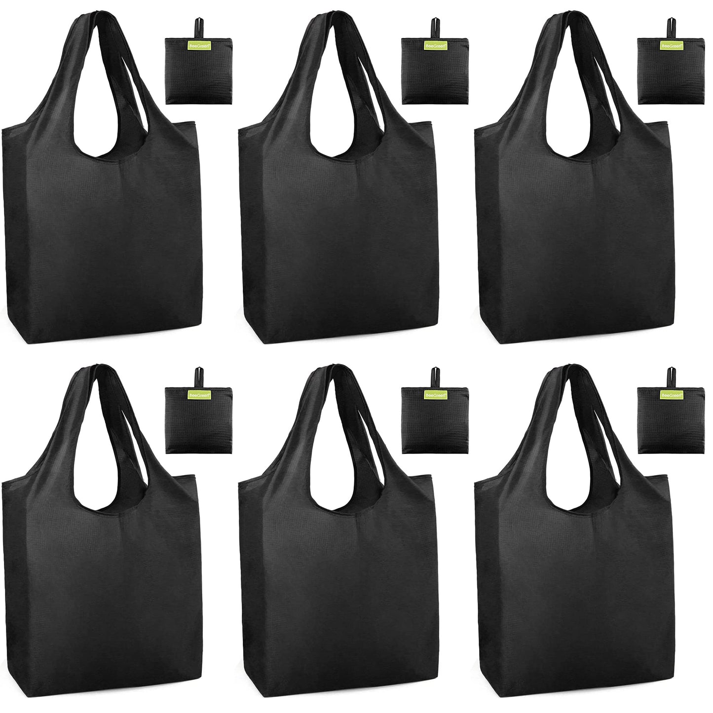BeeGreen Christmas Reusable Gift Bags,6 Pack Large Holiday Tote Foldable Cloth Bag for Women, Cute Grocery Storage for Xmas Gifts Market Shopping, Washable Collapsible Reusable Bags with Handles​