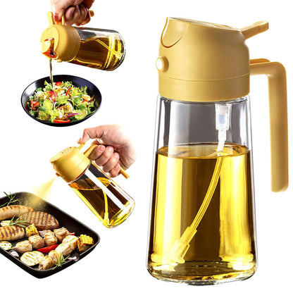 TrendPlain 16oz/470ml Glass Olive Oil Sprayer for Cooking - 2 in 1 Olive Oil Dispenser for Kitchen Gadgets, Air Fryer, Salad, and BBQ - Black