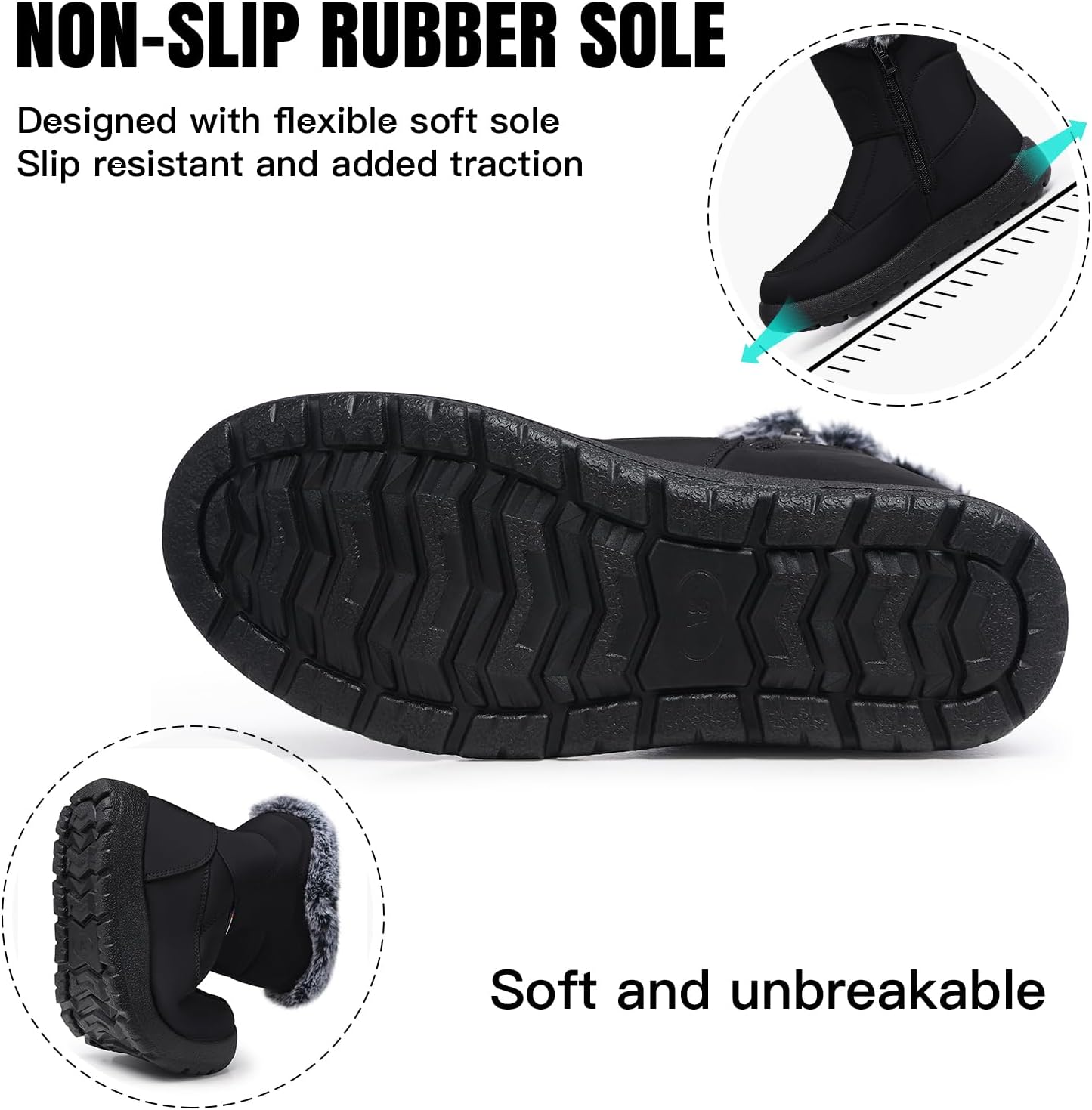 SHIBEVER Women's Snow Boots Winter: Waterproof Fur Lined Anti-Slip Ankle Booties Outdoor Comfortable Warm Women Snow Boot