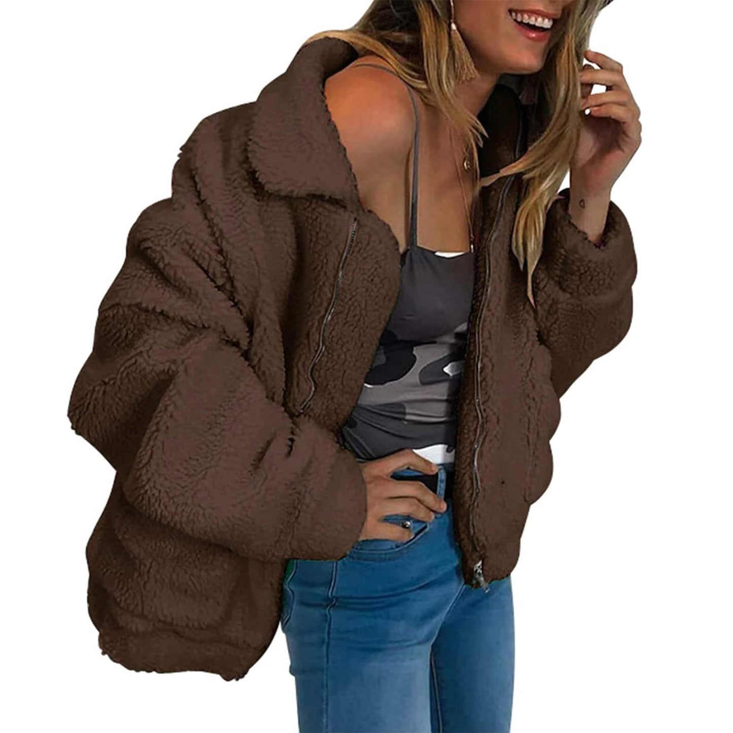PRETTYGARDEN Women's Fashion Winter Coats Sherpa Fleece Faux Fur Shearling Oversized Trendy Jackets Warm Outerwear Clothing