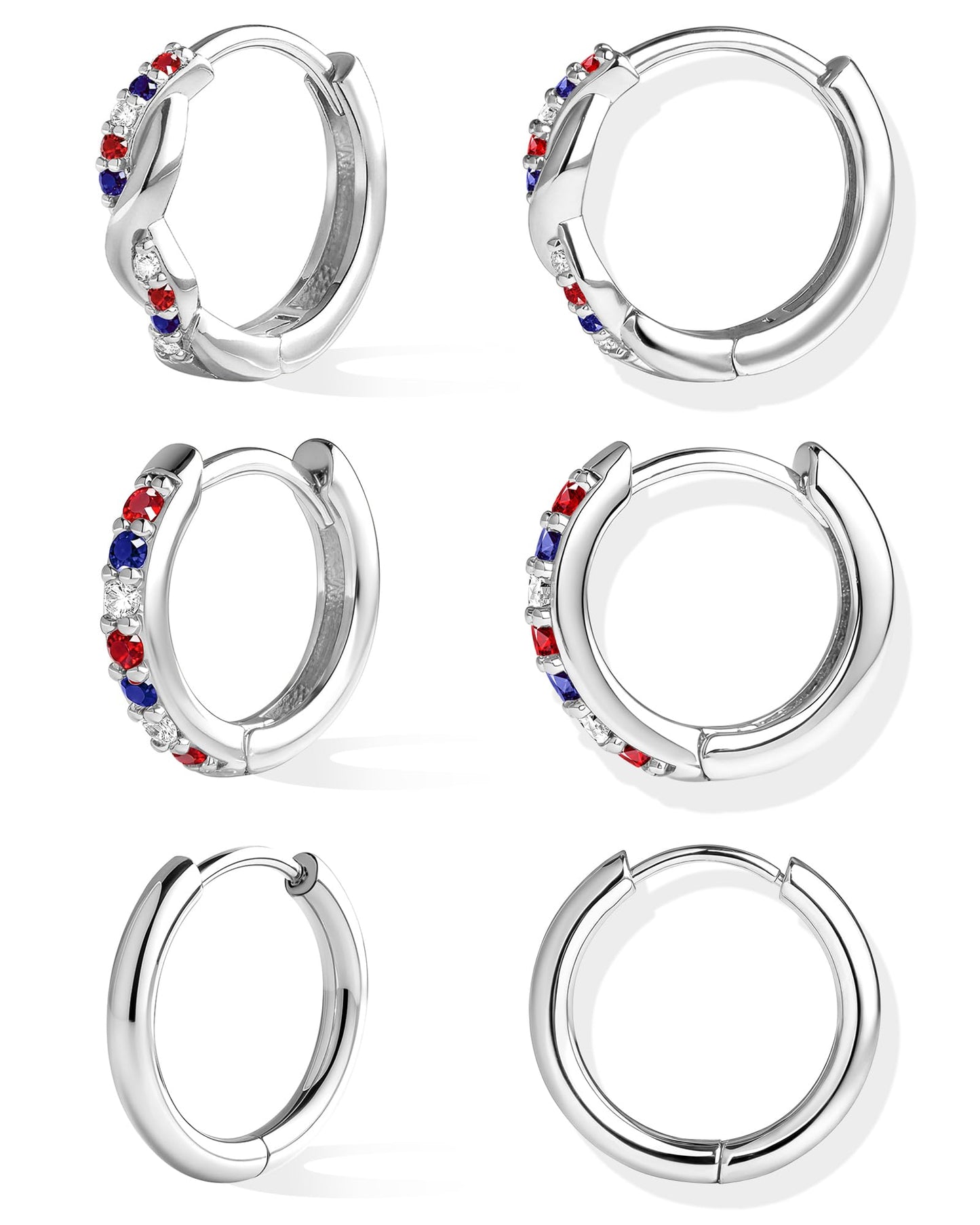 Inerney Gold Huggie Hoop Earrings Set for Women, Dainty Small Sterling Silver Earring Stacks Hypoallergenic Jewelry for Multiple Piercings, Trendy Twisted Cute Cartilage Hoops Birthstone Gift 3 Pairs
