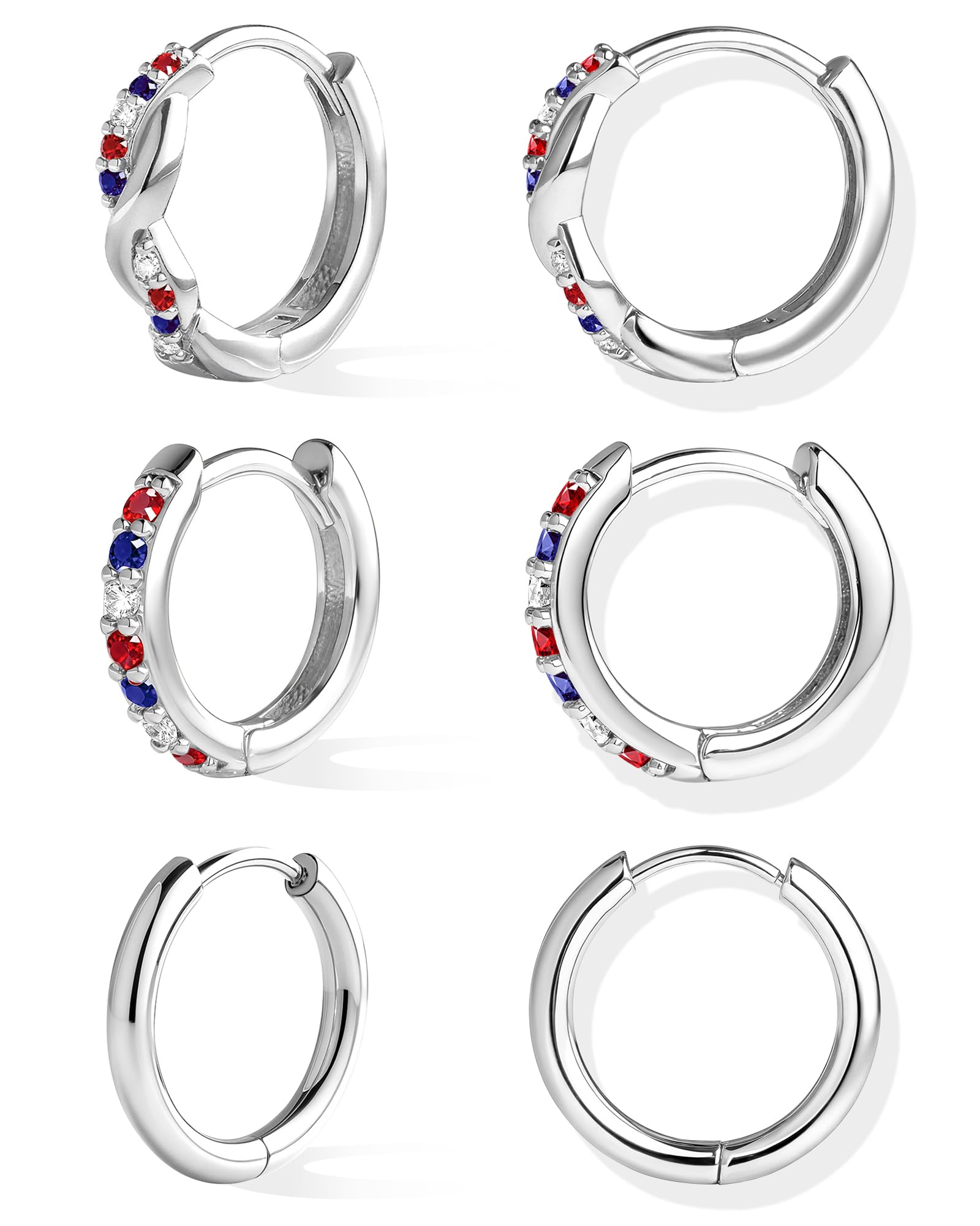 Inerney Gold Huggie Hoop Earrings Set for Women, Dainty Small Sterling Silver Earring Stacks Hypoallergenic Jewelry for Multiple Piercings, Trendy Twisted Cute Cartilage Hoops Birthstone Gift 3 Pairs