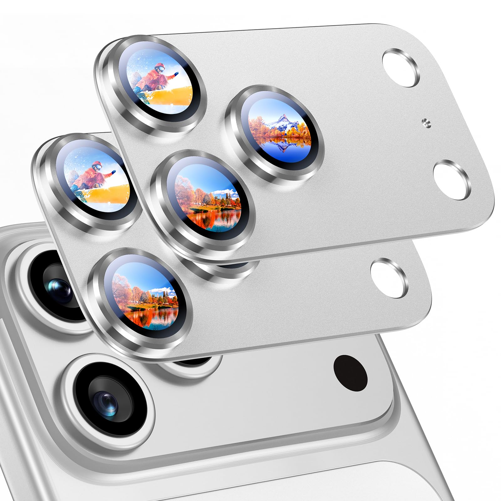 Uyiton Compatible with iPhone 17 Pro Max Camera Lens Protector - [Not Easy to Break][Strong Adsorption][Case-Friendly] Metal Tempered Glass Rear Camera Screen Cover - Deep Blue